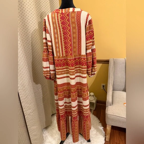 Easel Multicolor Bohemian Long Sleeve Dress - Picture 5 of 7